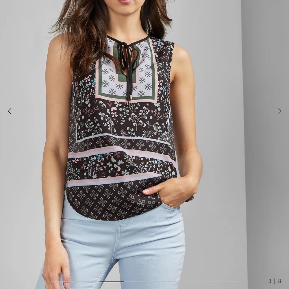 Ted Baker Framel sleeveless split neck blouse Size 3 = US Size 8